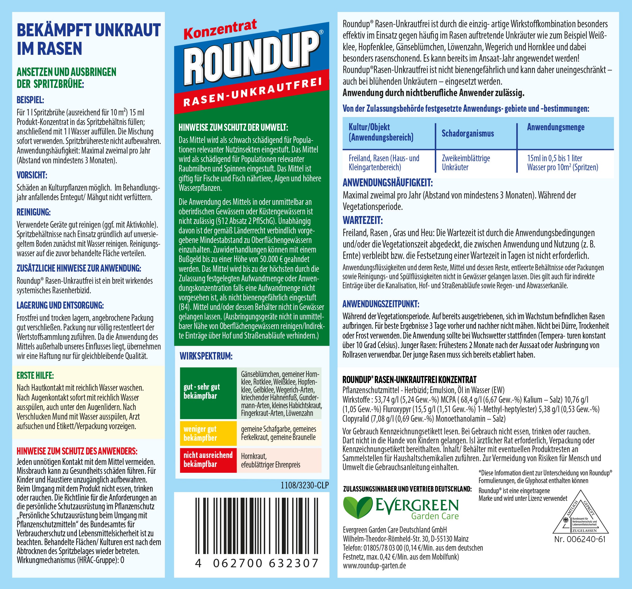 Roundup Rasen-Unkrautfrei Konzentrat, 0,5 l